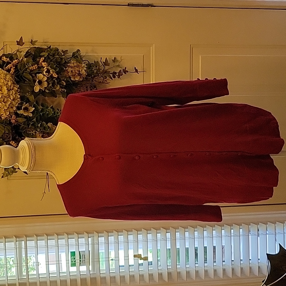 Audrey & Grace Woman fuchsia soft cardigan sweater covered buttons 3/4 sz 0X EUC